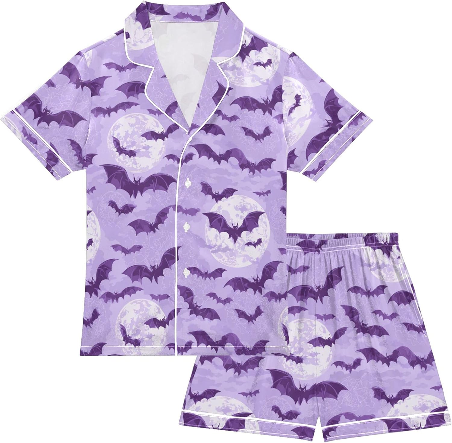 Silk Pajama Sets Short Sleeve Pajamas Soft Sleepwear 2 Piece Pjs Set