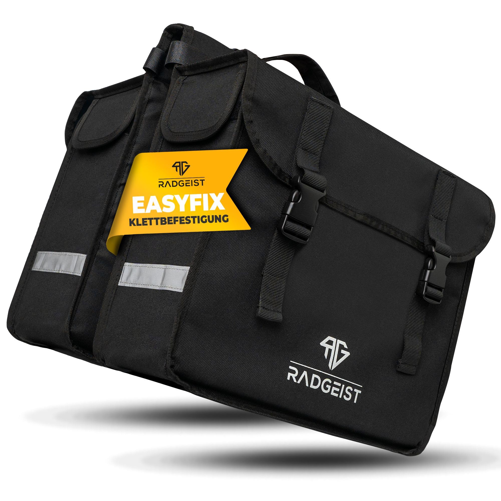 RADGEIST Gepäckträgertasche doppelt I Doppeltasche für Gepäckträger 30L I Einfache Befestigung, Fahrradtasche doppelt Gepäckträger schwarz