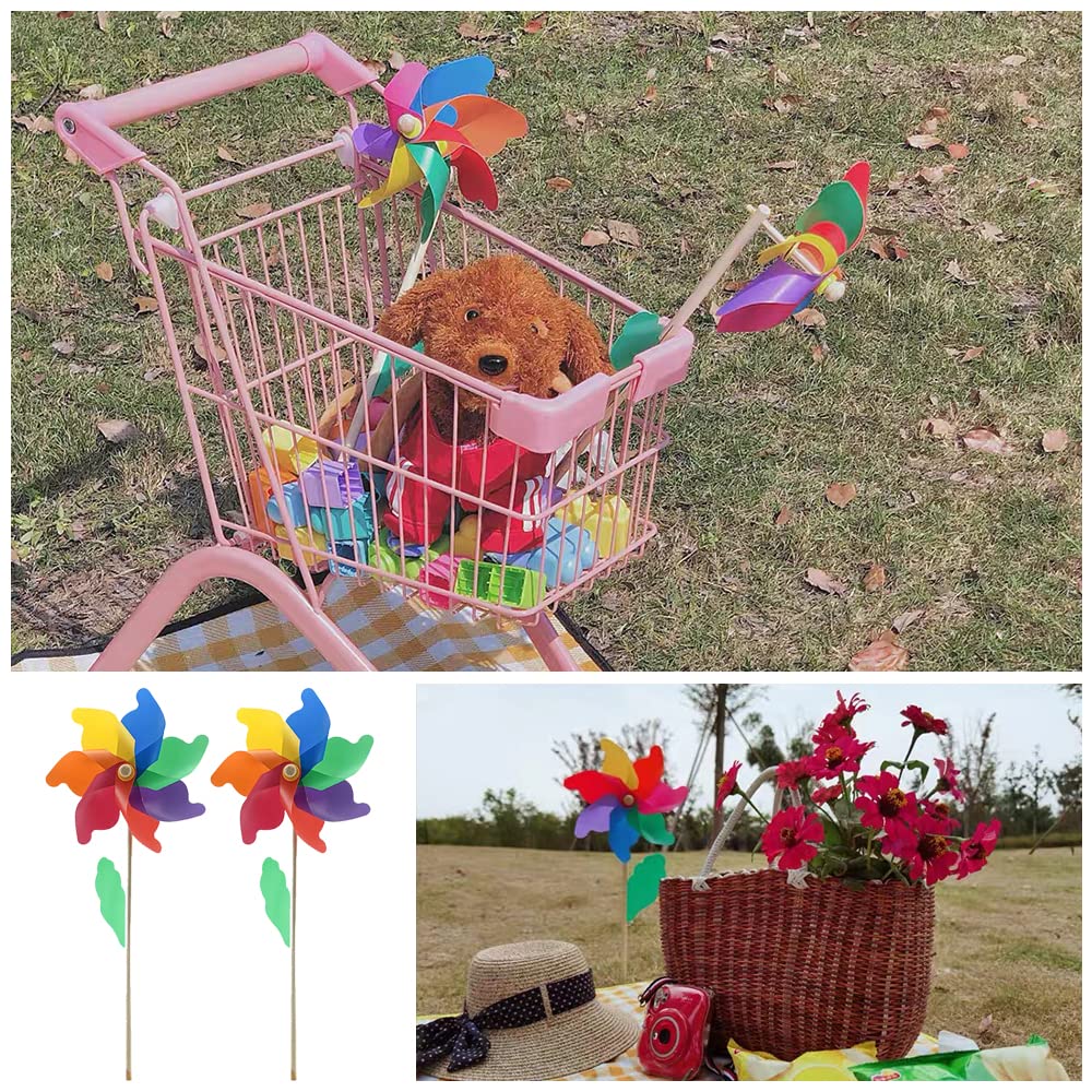 Set 100 Girandole Arcobaleno In Plastica - Mulini A Vento Per Feste E Giardino - Decorazione Colorata - Foto 10