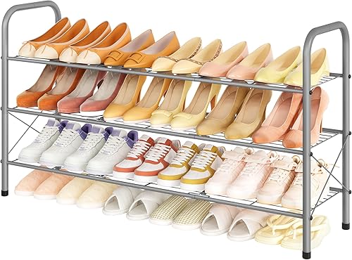 Miniatura 24 de Hoctieon Zapatero de 2 niveles para armario, zapatero de malla duradera, estante de zapatos de entrada, organizador de almacenamiento de zapatos