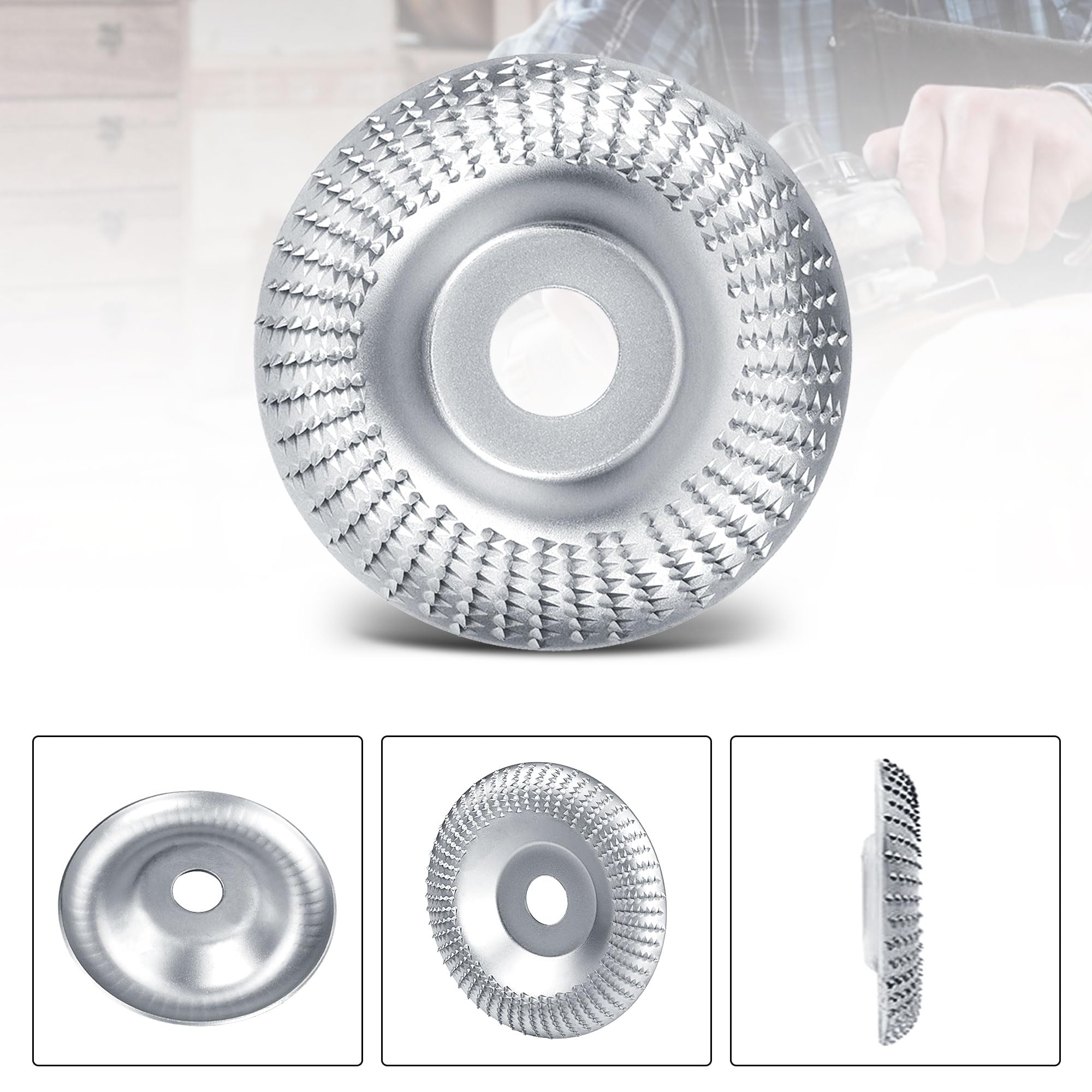 Produktbild von 5-teiliges Holz-Schleifscheiben-Set Für Winkelschleifer 125 Mm – Wolframkarbid, Für Schnitzen, Formen Und Schleifen, Nicht Für Harte Metalle