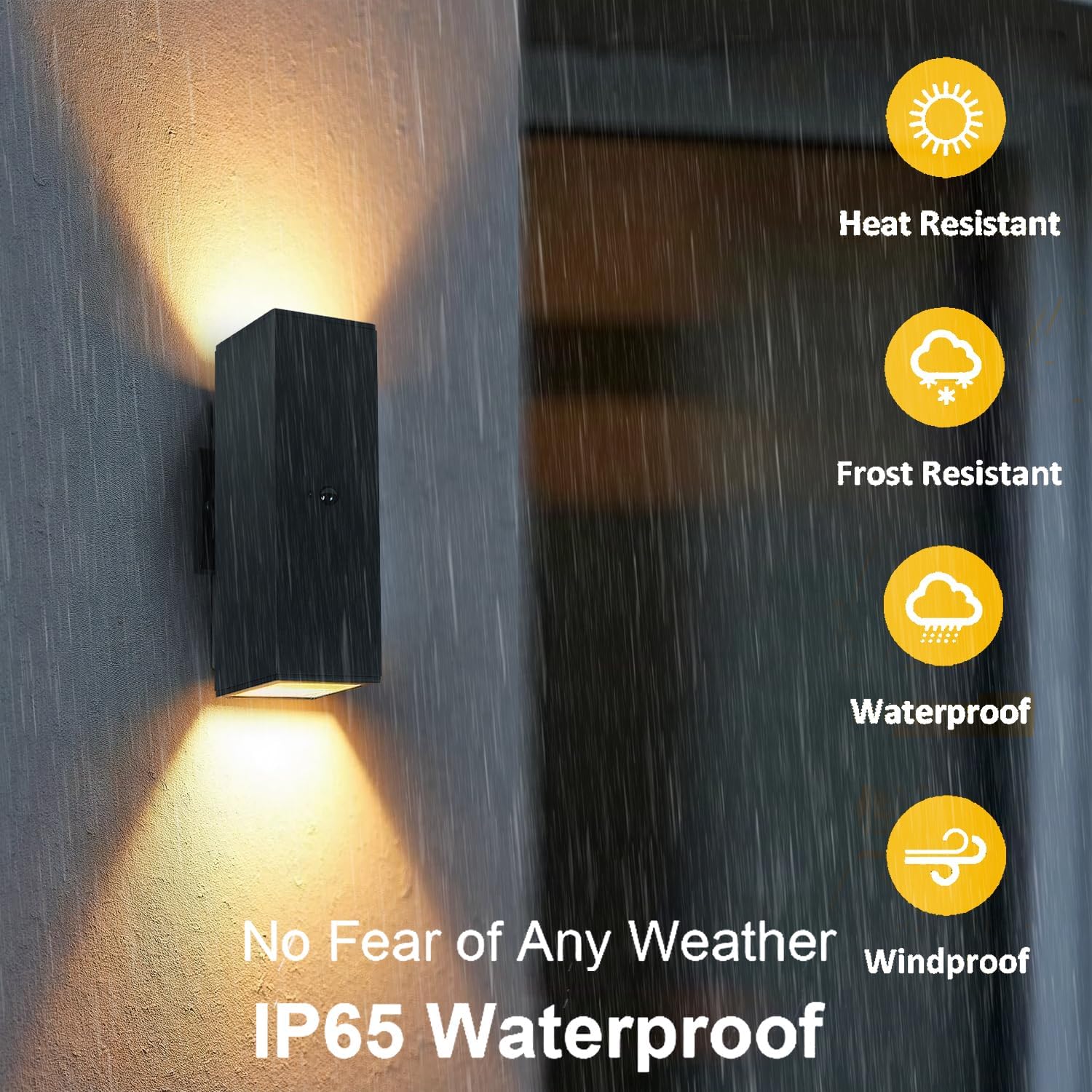 Motion Sensor Outdoor Wall Lights, Dusk to Dawn Porch & Patio Sconce with E26 Dimmable LED Bulbs, Black Aluminum Up & Down Exterior Light Fixtures for Garage, Front Door, ETL Listed