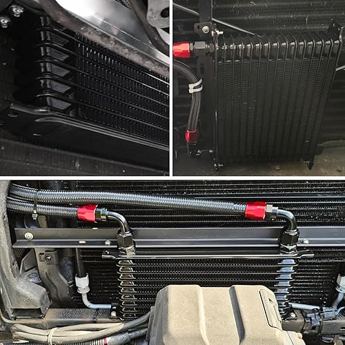 Miniatura 5 de EVIL ENERGY 10 Row Oil Cooler Kit, 10AN Transmission Engine Cooler Japanese Radiator Universal Aluminium Black