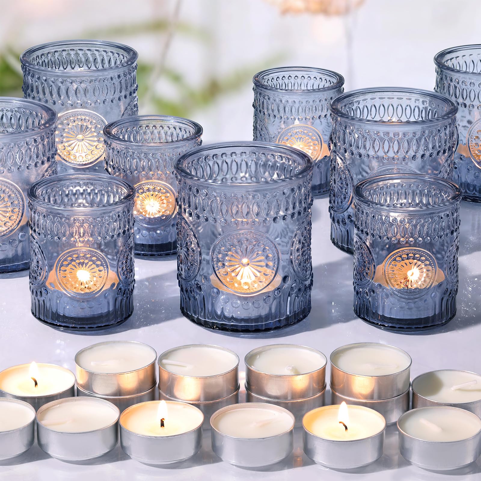 Amazon.com: Volens 20pcs Assorted Blue Votive Candle Holders with 20pcs ...