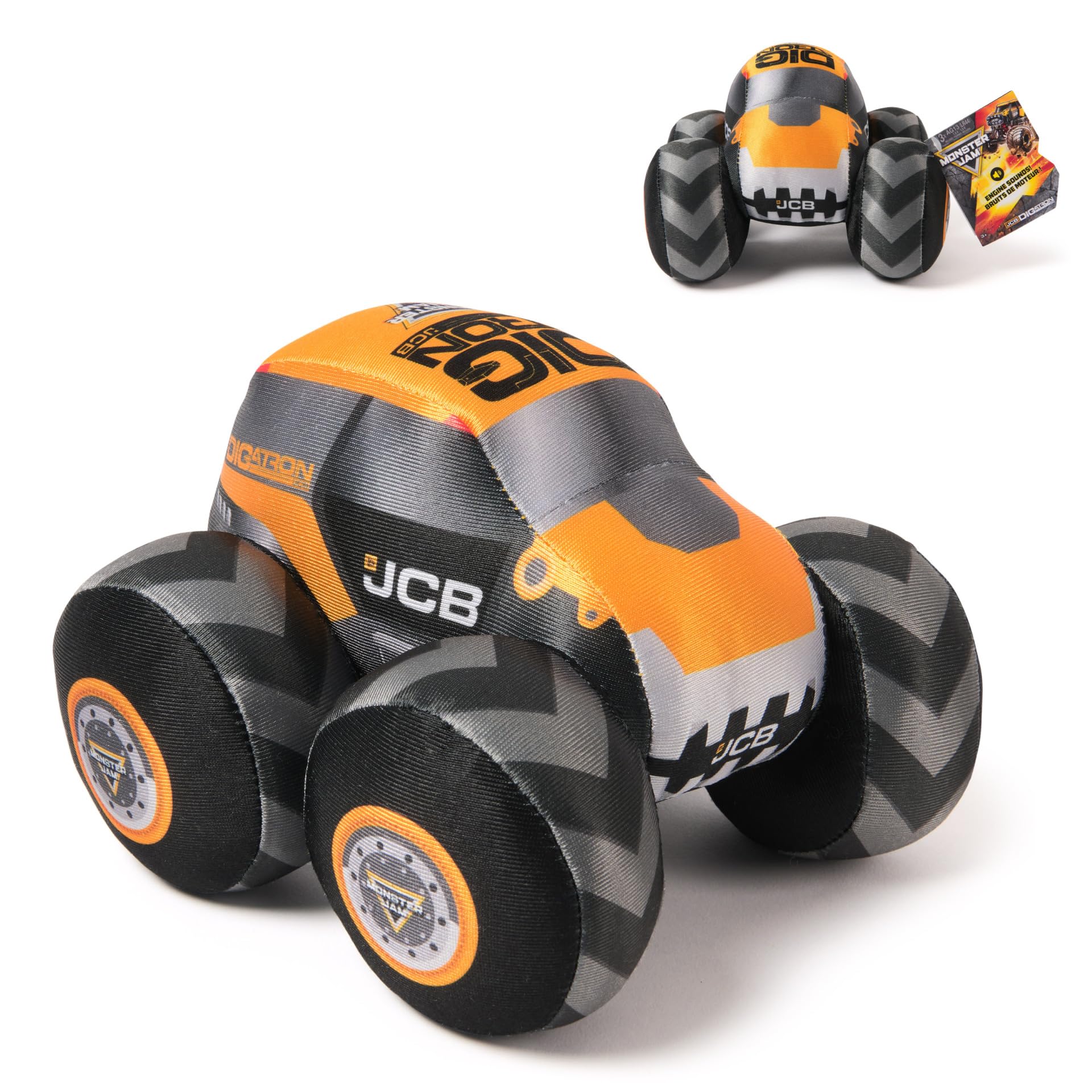 Monster Jam Official 7-inch Plush Truck with Engine Sounds JCB DIGatron