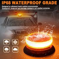 Dinfu Mágneses Forgó Figyelmeztető Lámpa 12V - Sárga LED Vészvillogó Távirányítóval, 9 Üzemmód, Autó/Teherautó/Traktor Kompatibilis, USB Töl 3