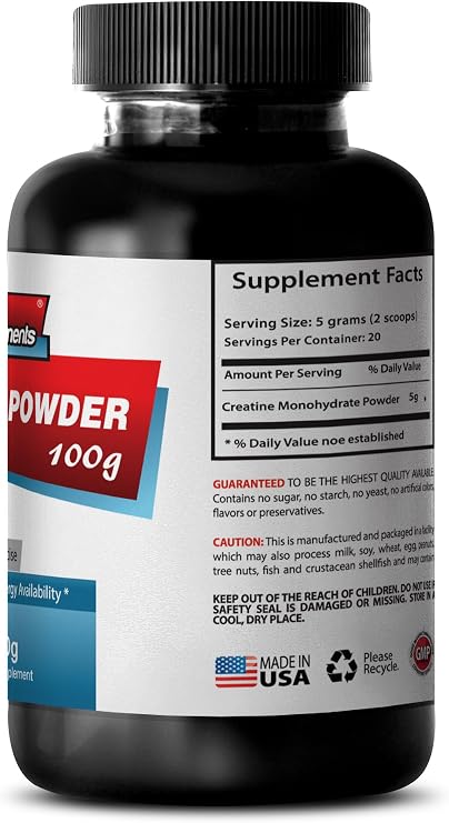 Organic Creatine Monohydrate - Creatine Powder 100mg - Performance and Stamina Booster Premium Creatine Powder, creatine pre workout for men, creatine monohydrate for women (2 Bot, 100 grams each)