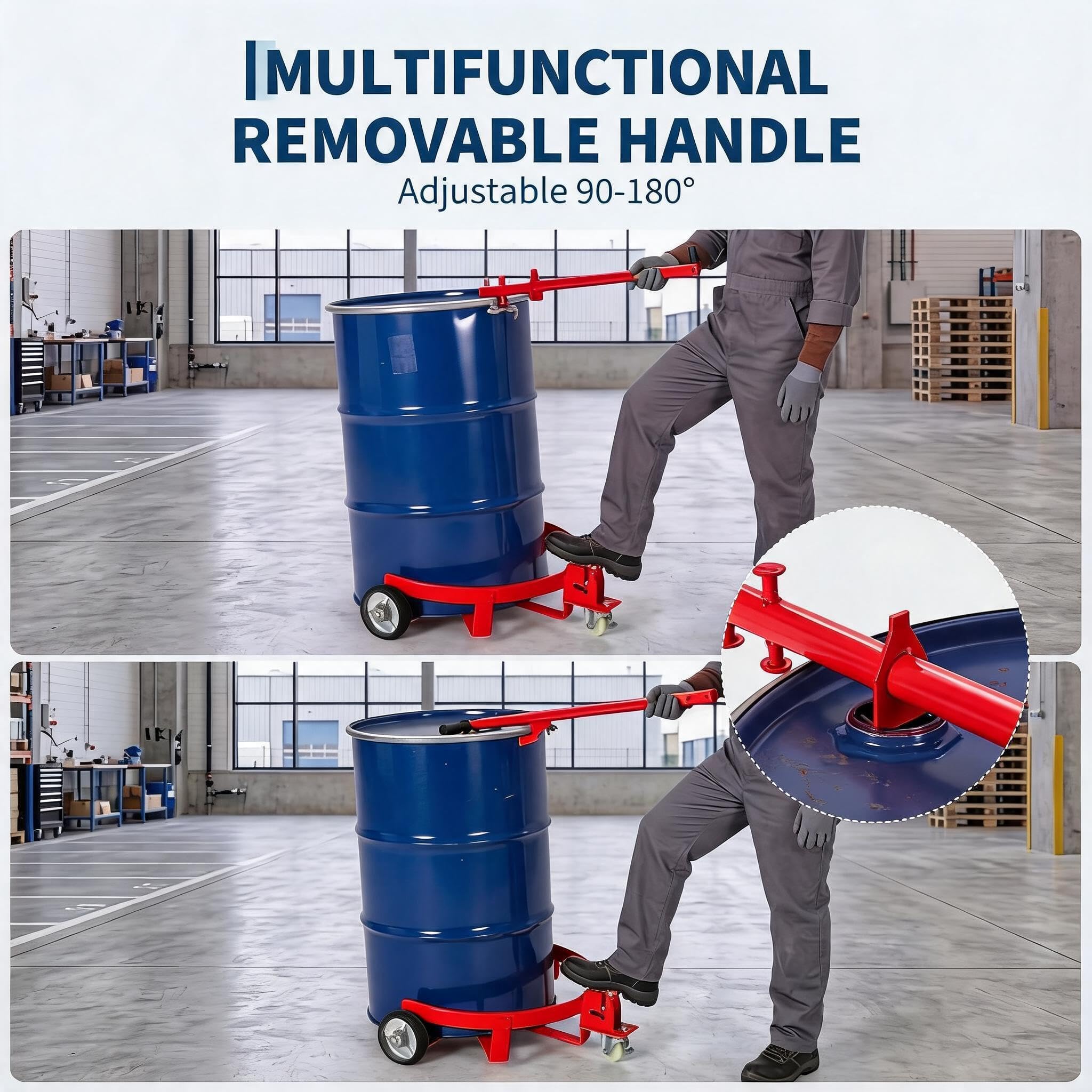 IDEALHOUSE Fassroller 200L Stahl Fasskarre Mit Bremse 550 kg Ölfass Dolly