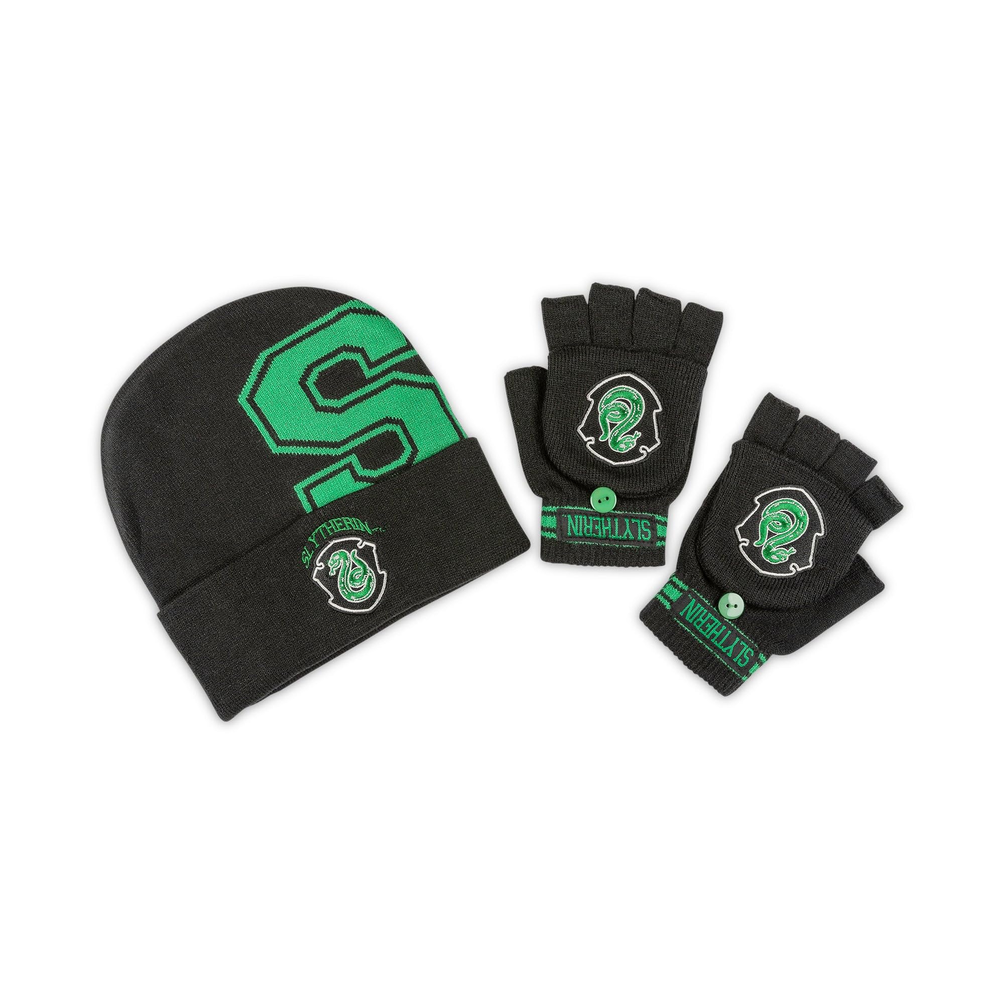 Bioworld Unisex Black Harry Potter Slytherin Hat & Glove Mitt Combo Set