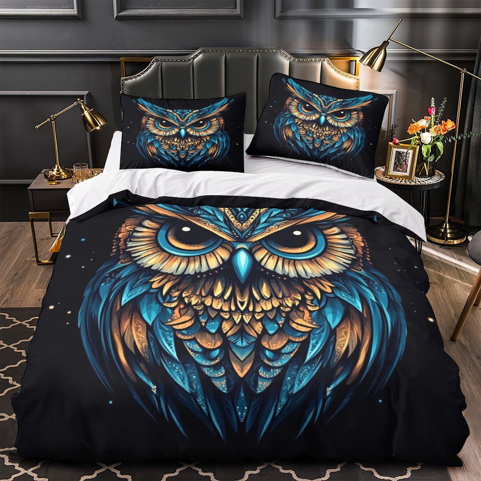 Housse de couette loutre 200x200 cm en microfibre avec 2 taies d'oreiller