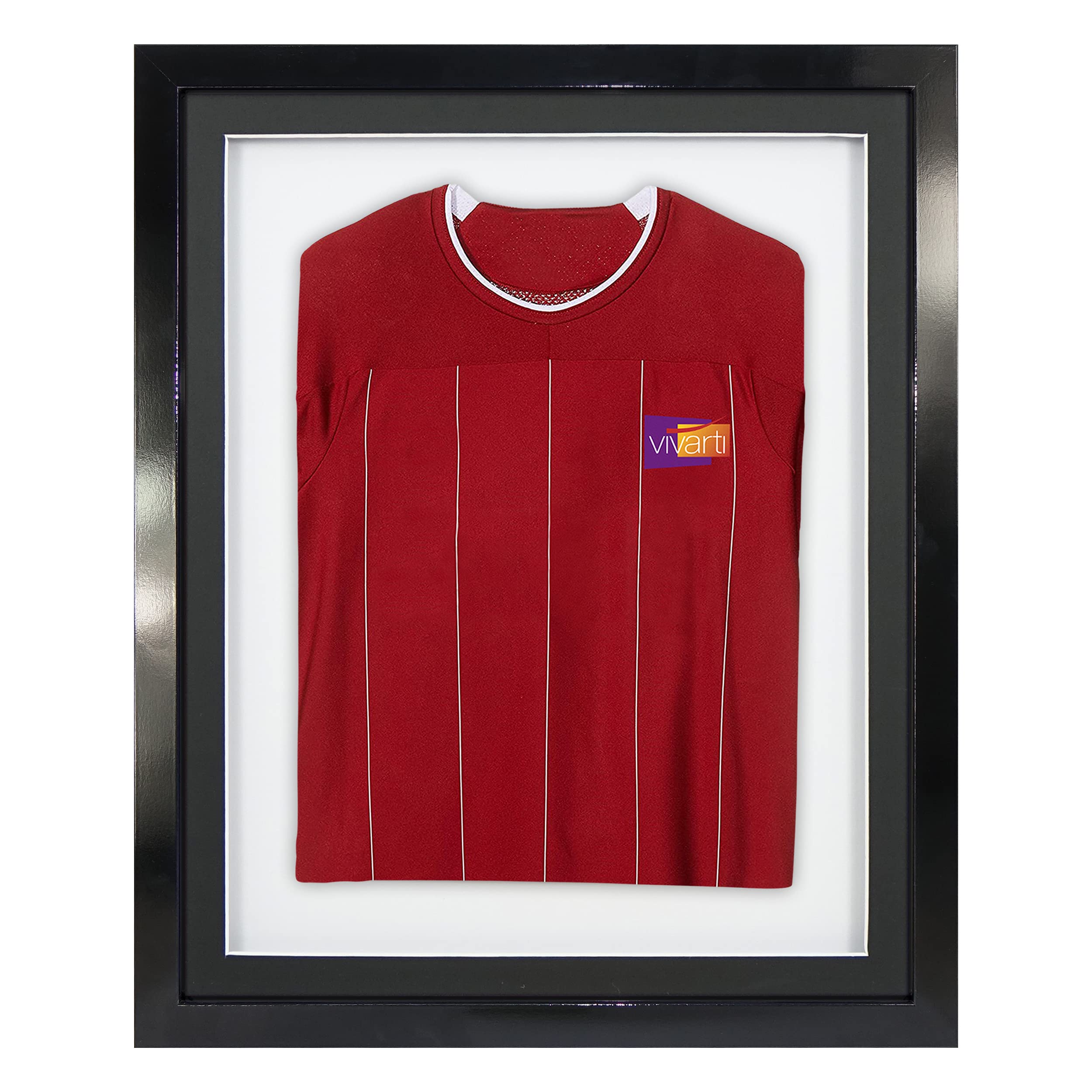 Vivarti DIY - Marco de exhibición de camisa deportiva montado en 3D, 40 x 50 cm, marco negro brillante, soporte negro, tarjeta de respaldo blanca