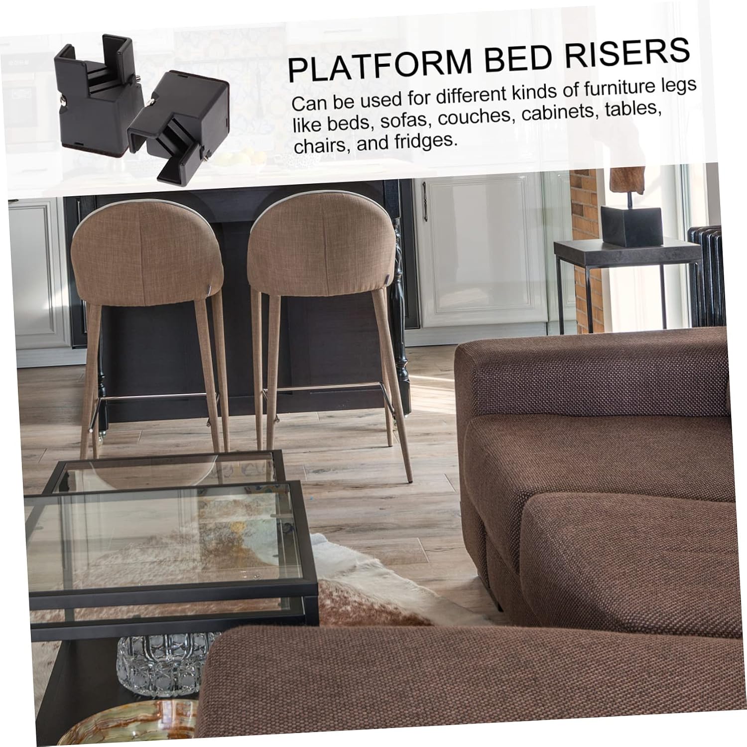 Unomor Adjustable Bed Risers 0.4-1.46 Inch Height Increase Heavy Duty Furniture Risers for Bed Couch and Table Suitable for Dorm and Home Use