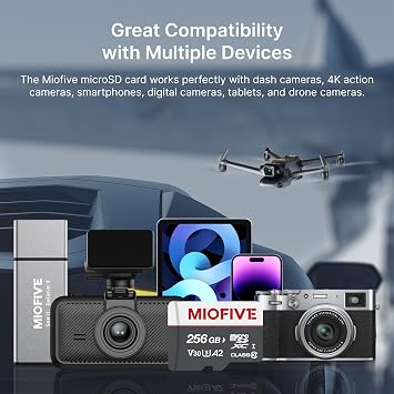 Miofive 256GB Industrial Grade Micro SD Card High Endurance for Dash Cam