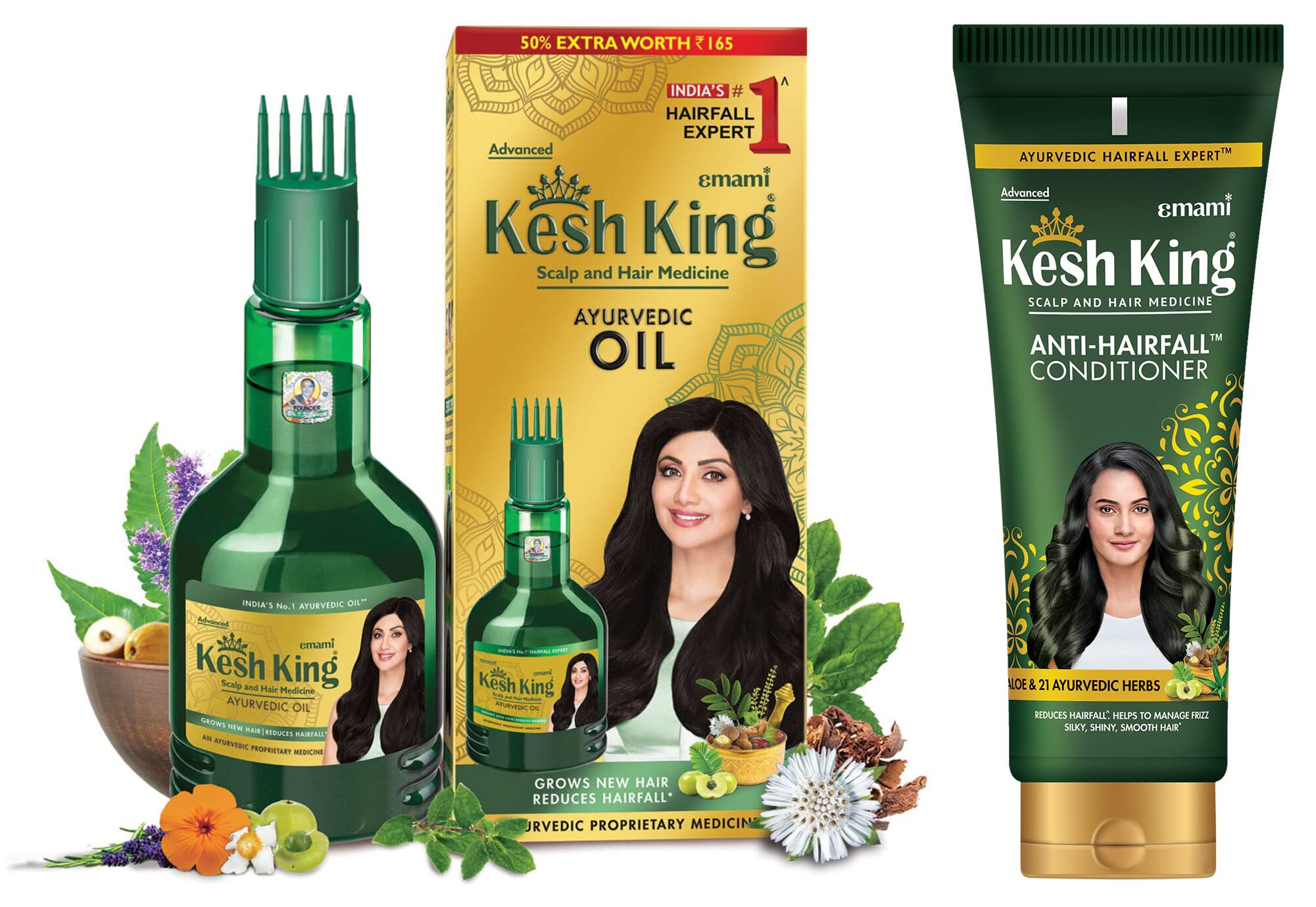 Kesh King Ayurvedic Anti Hairfall Hair Oil, 300ml & Kesh King Scalp and Hair Medicine Anti-Hairfall Conditioner, 200 ml