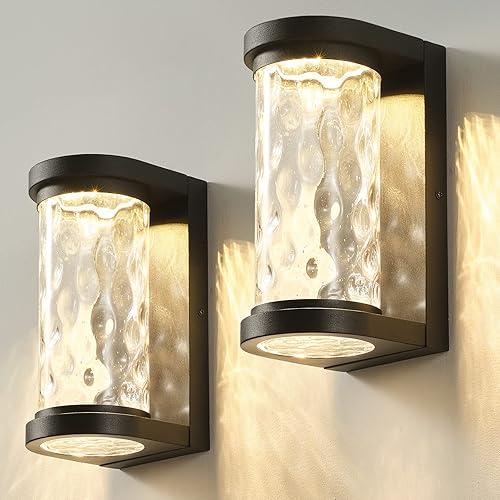 ZitoStory Juego de 2 luces exteriores modernas para exteriores para porche, faroles de pared impermeables para patio, apliques montados en la pared,
