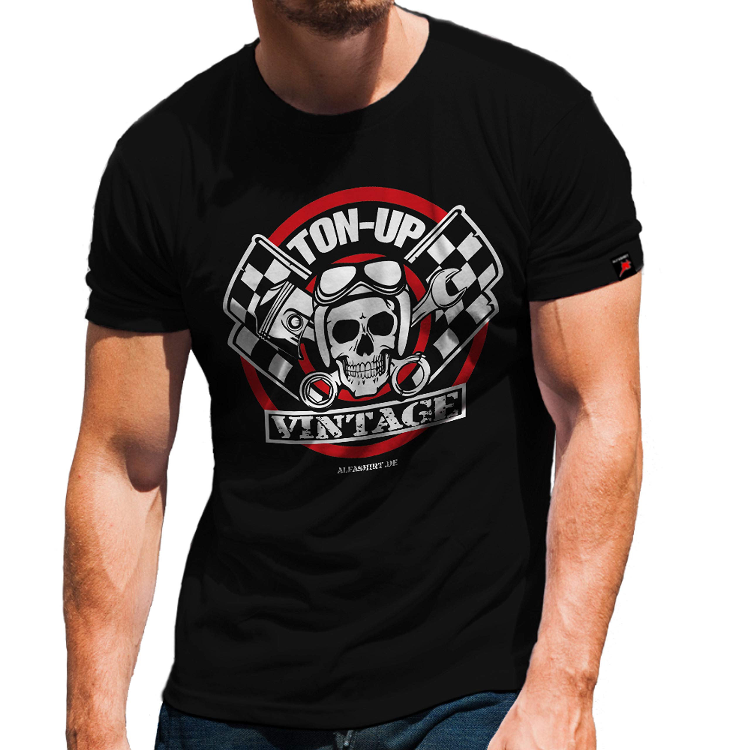 T-shirt de course à piston Motif tête de mort - Noir - Taille Medium - Réf 31336 - 3