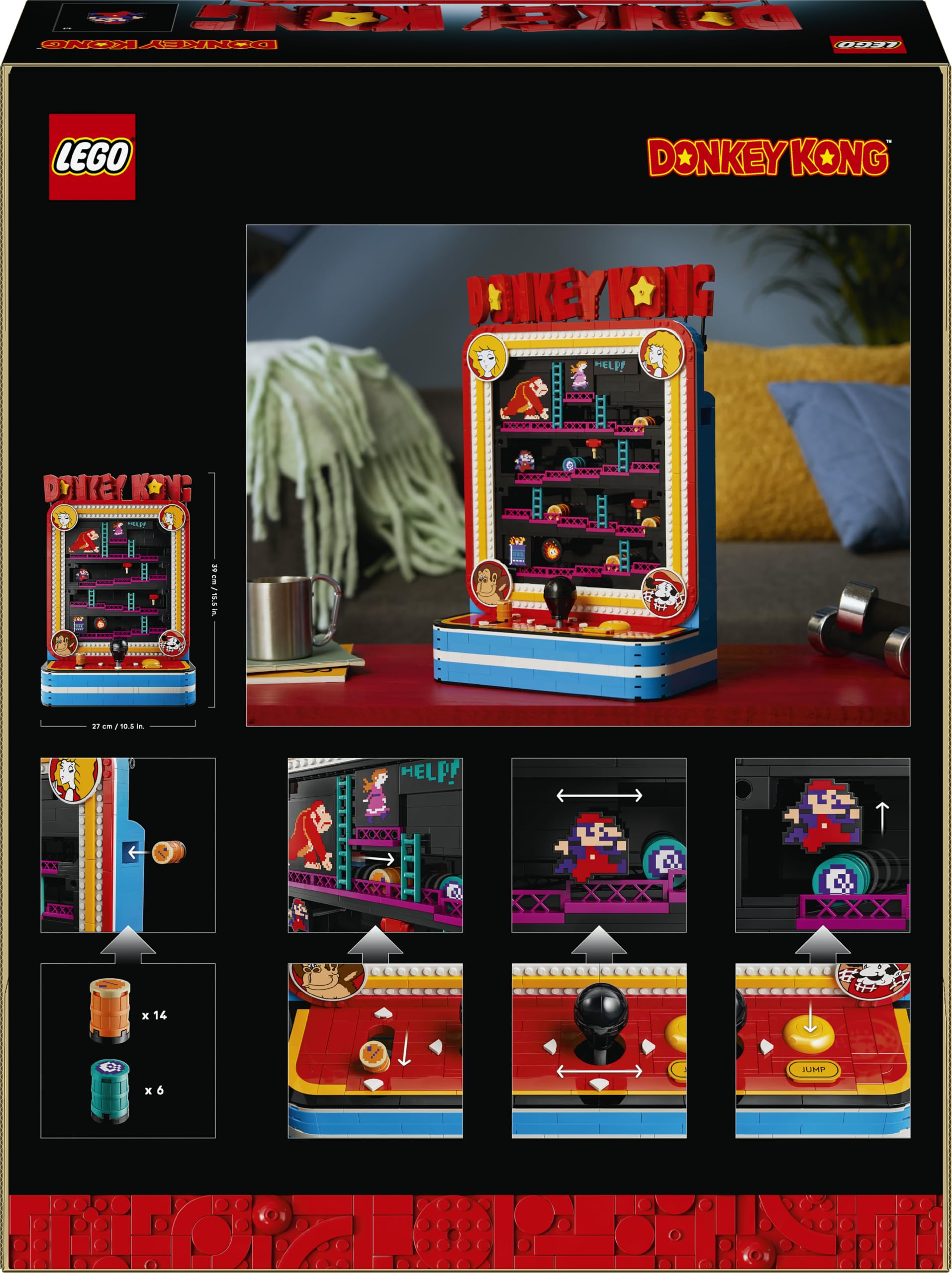 LEGO Super Mario Donkey Kong Arcade - Interaktives 3D Modellbau für Erwachsene mit Joystick & Fässer für Retro Zimmer Deko - Sammelbarer Gaming Fanartikel - Geschenk für Gamer ab 18 Jahren - 72051