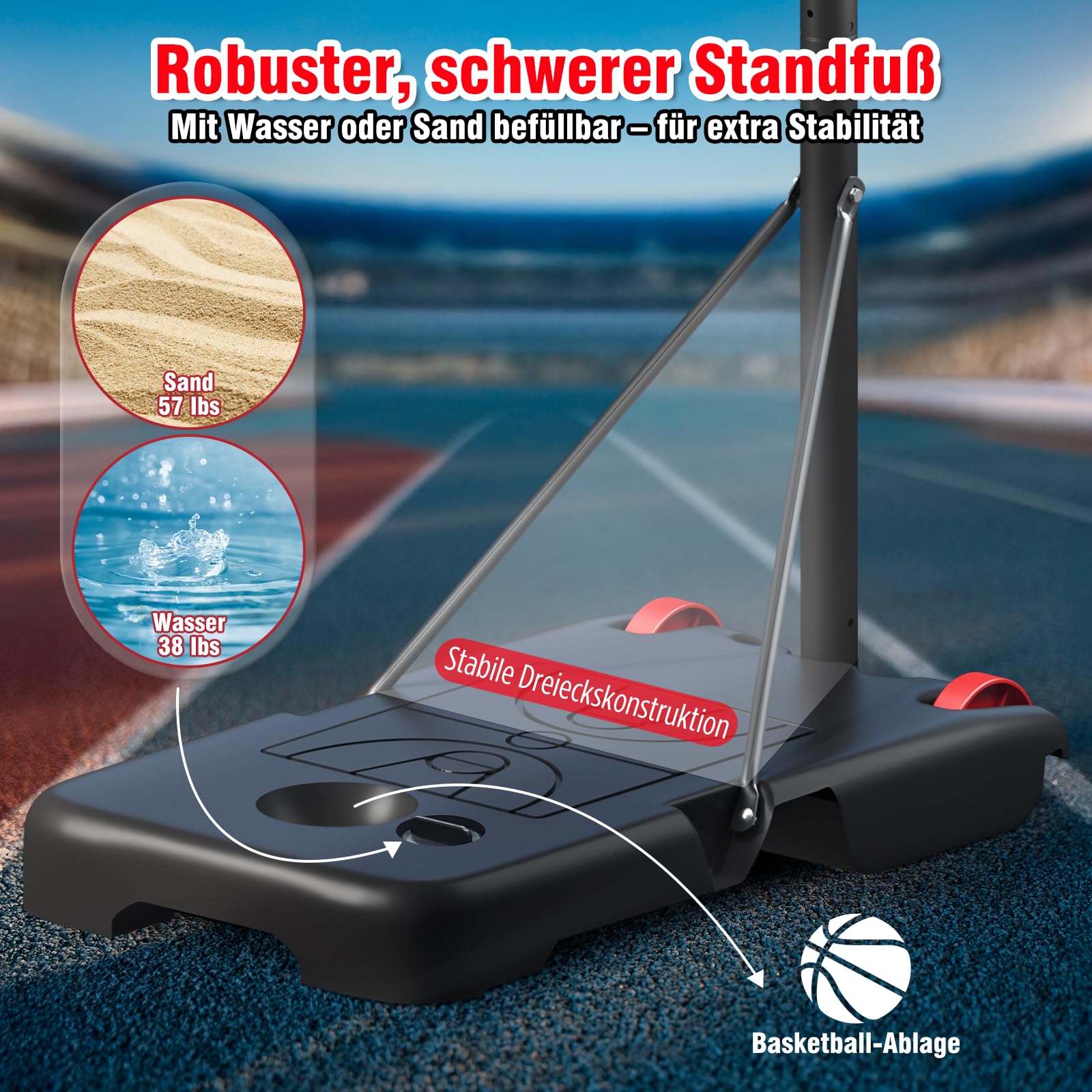 Dripex Basketballkorb Outdoor Kinder, Basketballkörbe mit Ständer Höhenverstellbar 3-7 FT