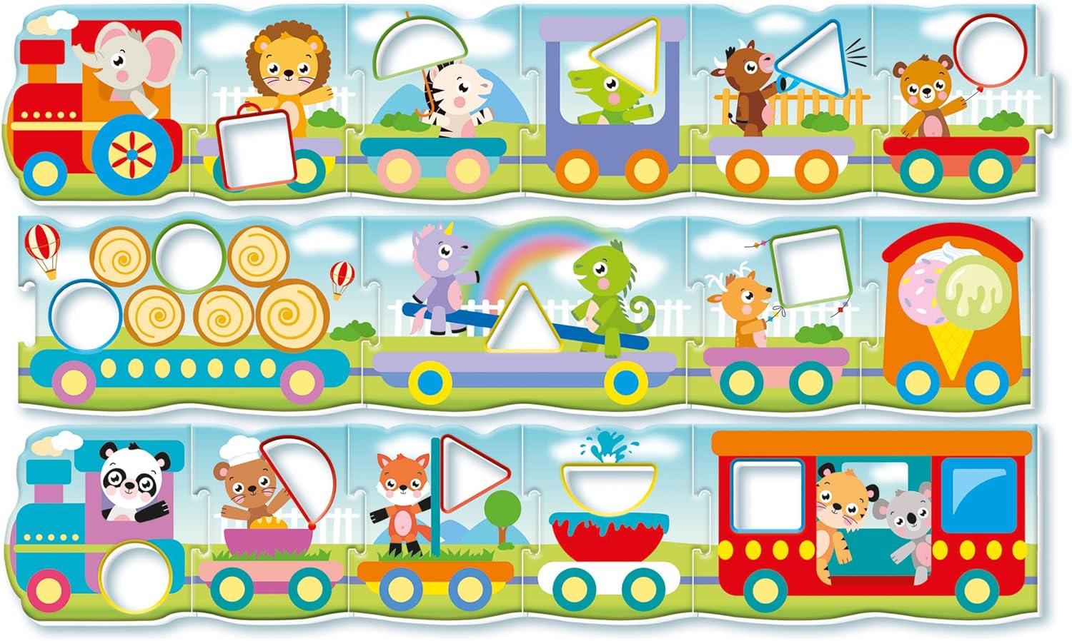 Clementoni Sapientino Montessori - The Train of Forms - Educational Game 1 Year, Flashcards Puzzle, Educational Cards Children, Montessori Game for Learning Shapes, Italian, Made in Italy, 16865