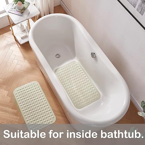 Miniatura 5 de Yanzifly Tapete de baño antideslizante para bañera, de silicona, suave, antideslizante, con ventosas, para uso familiar, lavable a máquina, color