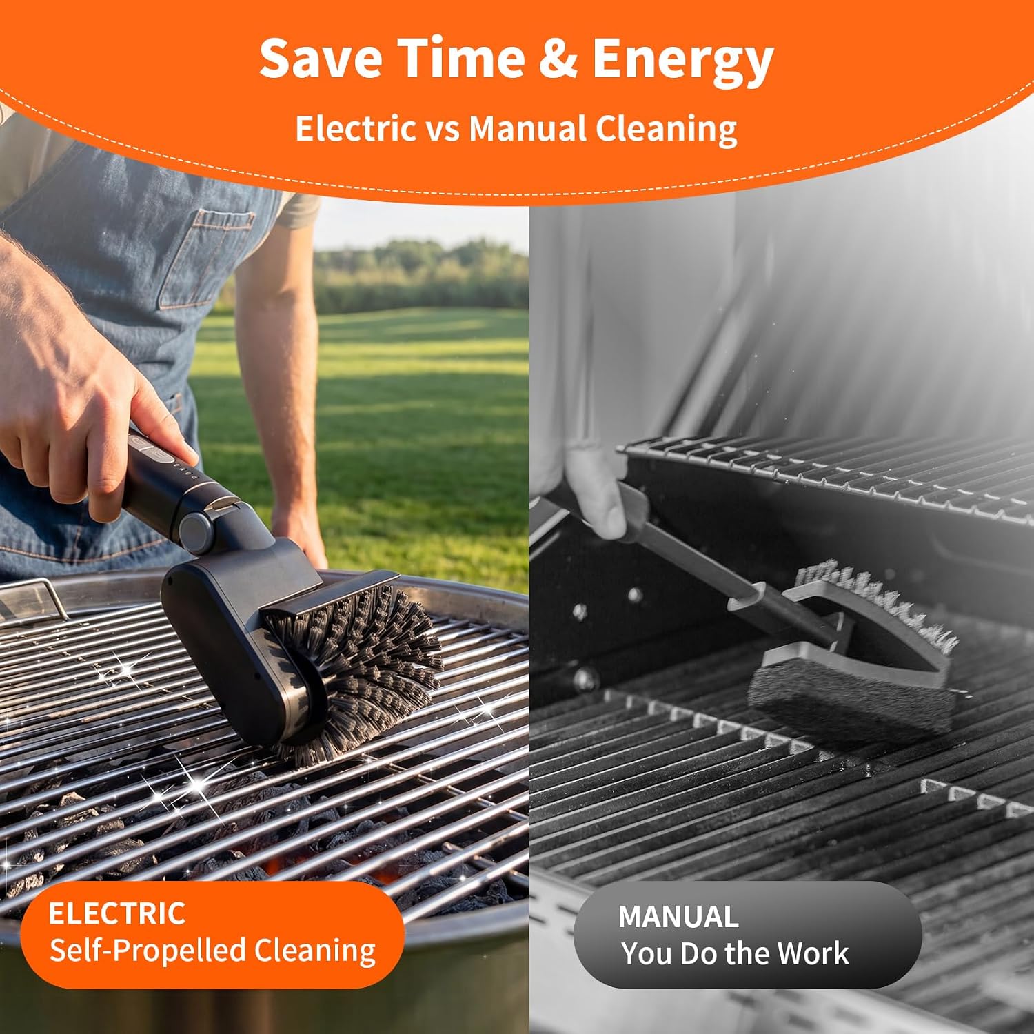 Electric Grill Cleaner 3-in-1 Kit, Cordless BBQ Grill Cleaner with Adjustable Angle, High Torque Motor, 3-Speed Rotating Grill Cleaning Brush for Burnt-On Grease & Grill Grates, Rechargeable