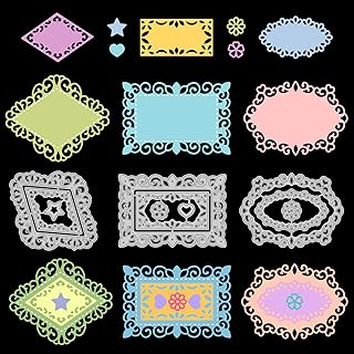 INFUNLY 6 Styles Lace Tag Cutting Dies Label Metal Die Cut Lace Edge Layering Hanging Tags Cutting Dies Bookmark Cutting Dies or Card Making DIY Scrapbooking Album Decor Xmas Gift Card