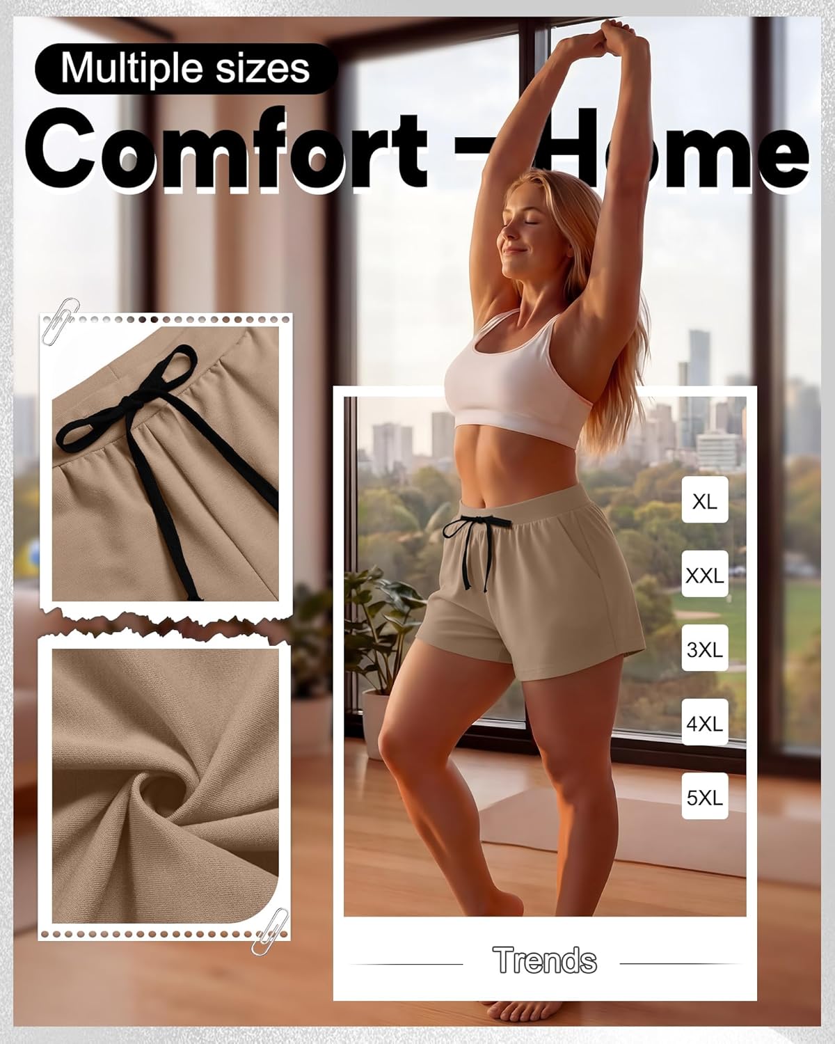 Neer 3 Pack Plus Size Shorts for Curvy Women Wide Leg Elastic Drawstring SweatShorts Casual Knit Lounge Summer Shorts - Image 4