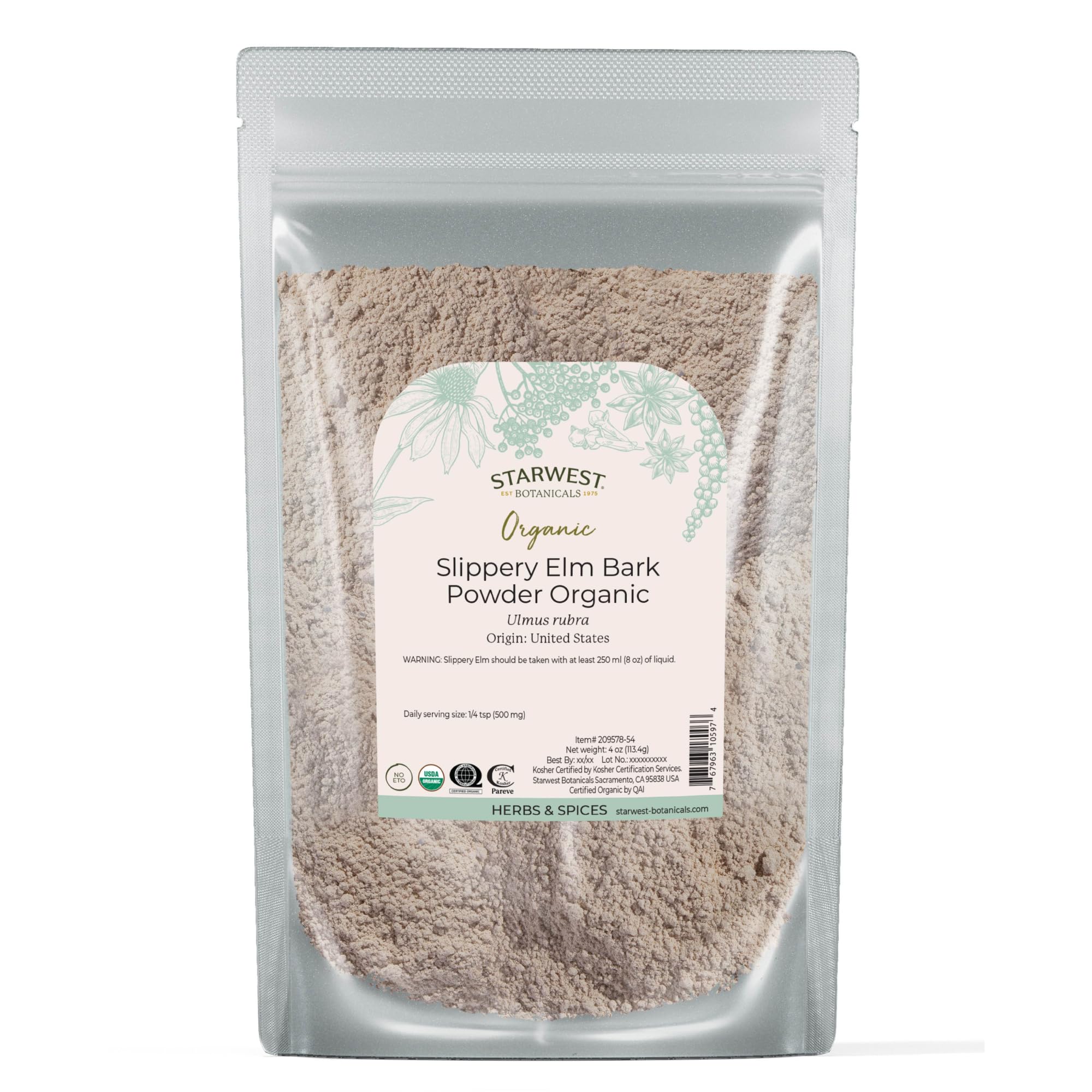 Starwest Botanicals Organic Slippery Elm Bark Powder - 113 Gm