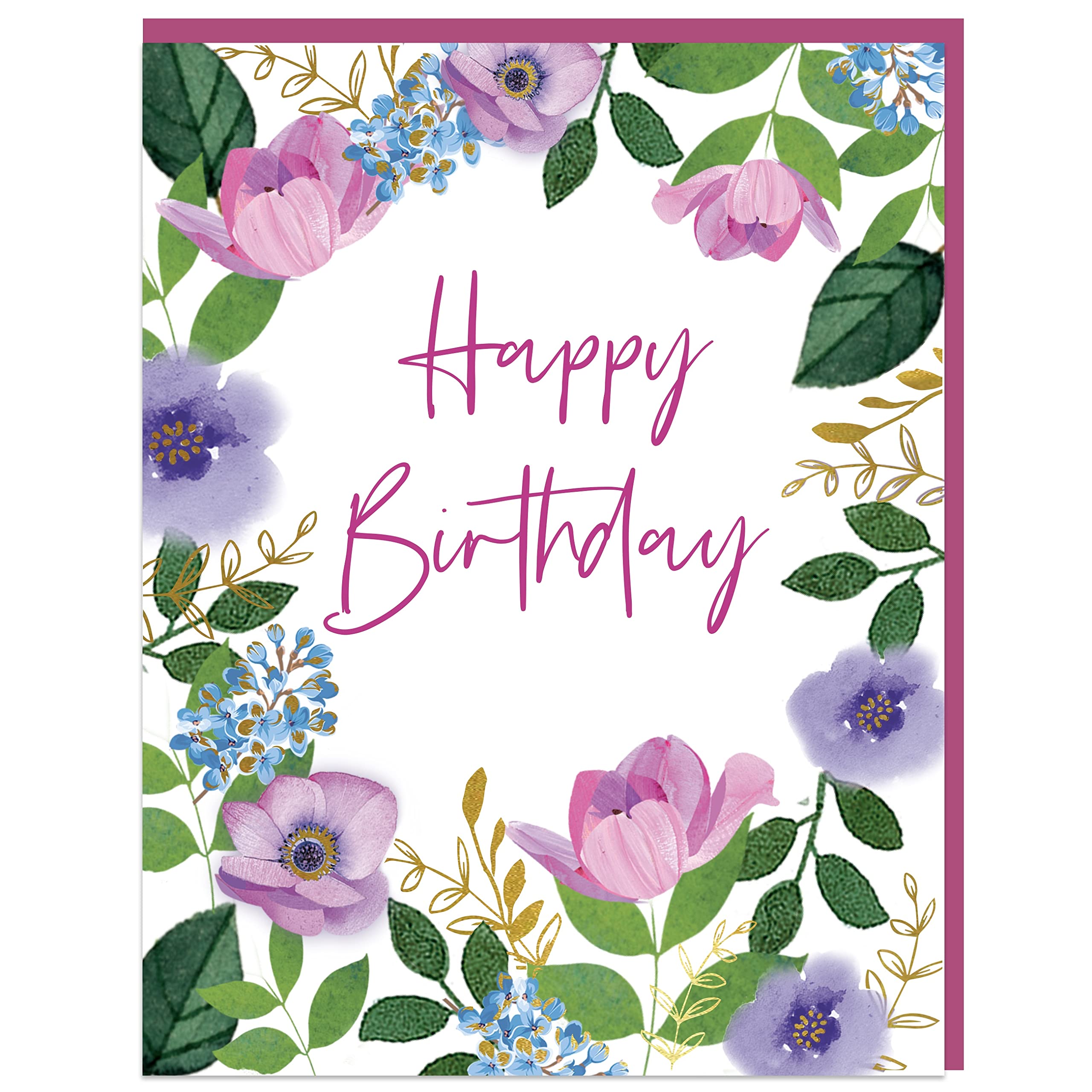 Biglietto Di Auguri Second Nature Primrose: Flamingo Floreale Con Dettagli In Foglia E Diamanti, 15x15 Cm