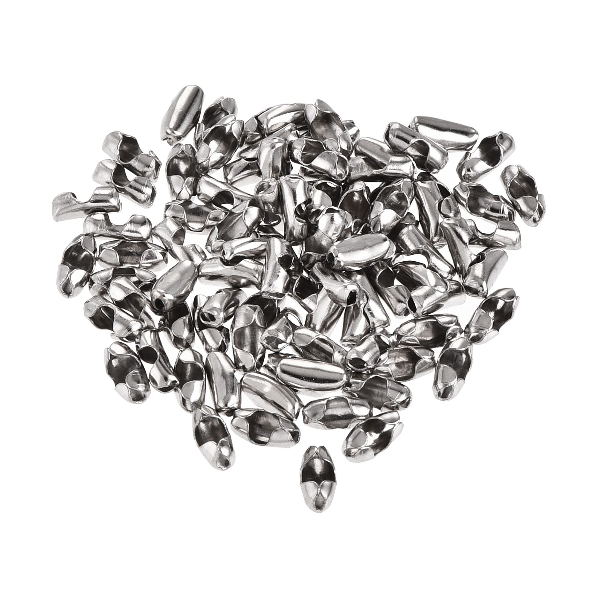 sourcing map Ball Chain Connector, 1.5mm Ball Chains Clasp Crimp Link Clips Connection, Iron Electroplating Silver White, Pack of 100
