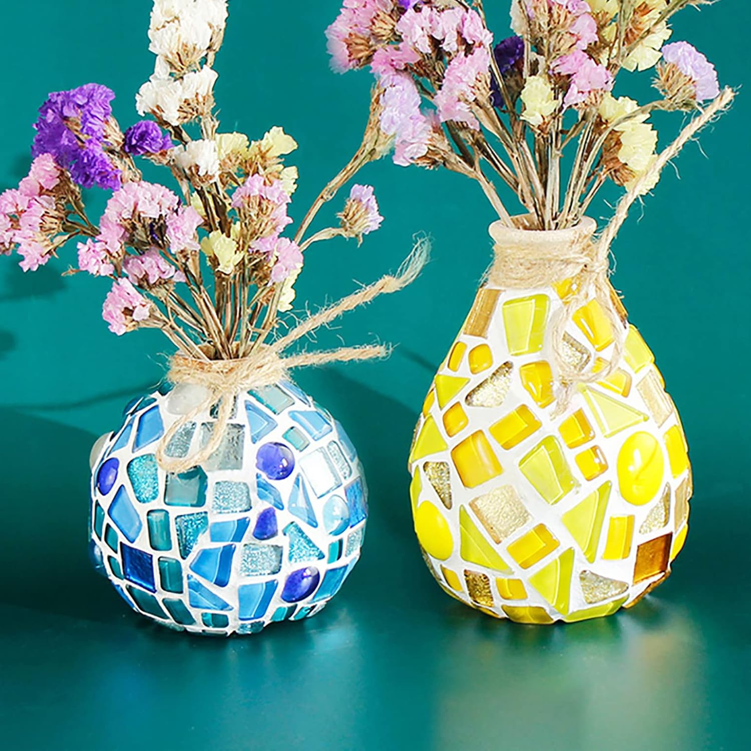 Nicunom 2.2LB /1000g Irregular Crystal Glass Mosaic Tiles Hobbies, Mixed Color Mosaic Glass Piece Mosaic Arts and Crafts for Handmade Garden Home Decoration Gifts, DIY Projects