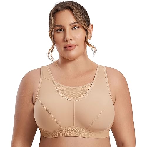 SYROKAN Women's Plus Size High Impact Sports Bra - Full Figure Wirefree Workout Bras
