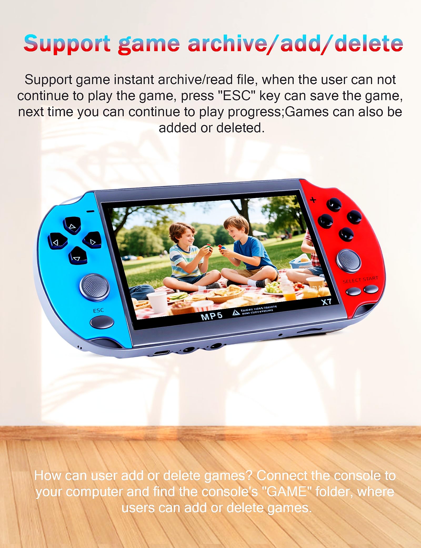 CZT Console de Jeu 4.3 Po Rétro Console avec 3000 Jeux Intégrés Supporte MP3/MP4 Archivables Retro Gaming Console Portable De Jeux Enfant Arcade Emulateur Cadeaux pour Les Gens