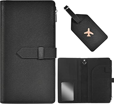 Passport Wallet for Men and Women, Mulit-purpose RFID Blocking Passport Holder Travel Wallet, Passport and Vaccine Card Holder Combo, Travel Essentials Passport Cover CaseBlack
