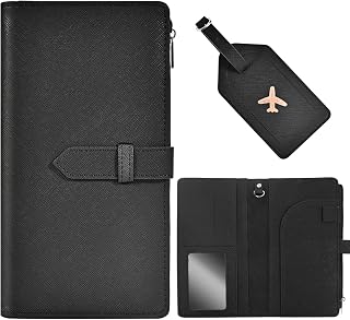 Passport Wallet for Men and Women, Mulit-purpose RFID Blocking Passport Holder Travel Wallet, Passport and Vaccine Card Holder Combo, Travel Essentials Passport Cover Case(Black)