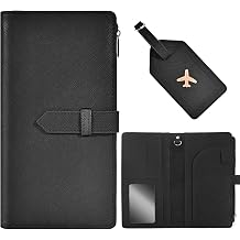 Passport Wallet for Men and Women, Mulit-purpose RFID Blocking Passport Holder Travel Wallet, Passport and Vaccine Card Holder Combo, Travel Essentials Passport Cover CaseBlack