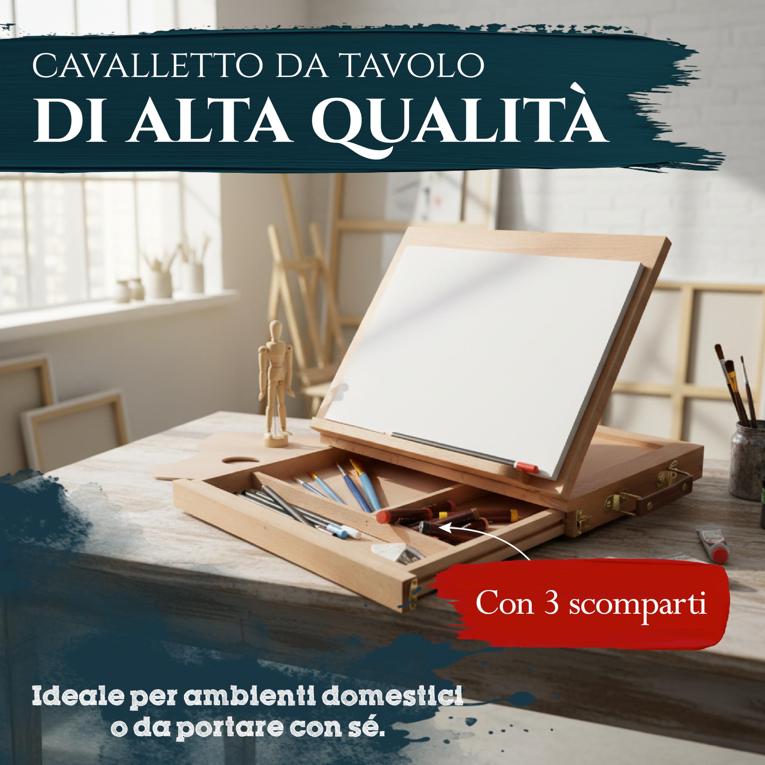 Artina Cavalletto pittura da tavolo con tavolozza e funzione leggío