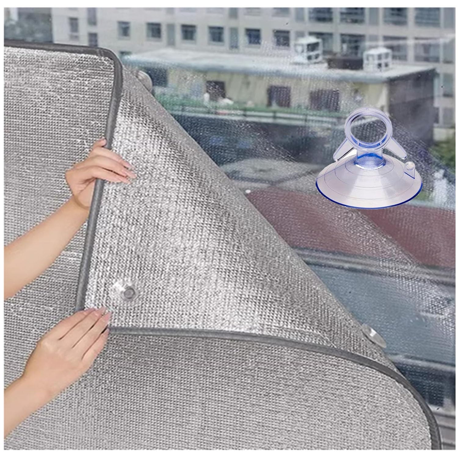 LJDJRHXH Removable Aluminium Foil Window Cover, Blackout Film With Suction Cups, 40 50 60 80 90 100 120 130 140 cm Heat Control Privacy Protection, For Rental Apartment Balcony Skylight(130 x 135cm)