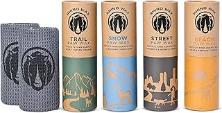 All-Terrain Dog Paw Waxes - 4 Protective Balms (Trail + Street + Beach + Snow) - Each Wax for Dogs is Specifically Formulated for Outdoor Environments - Natural Lick-Safe Ingredients - USA