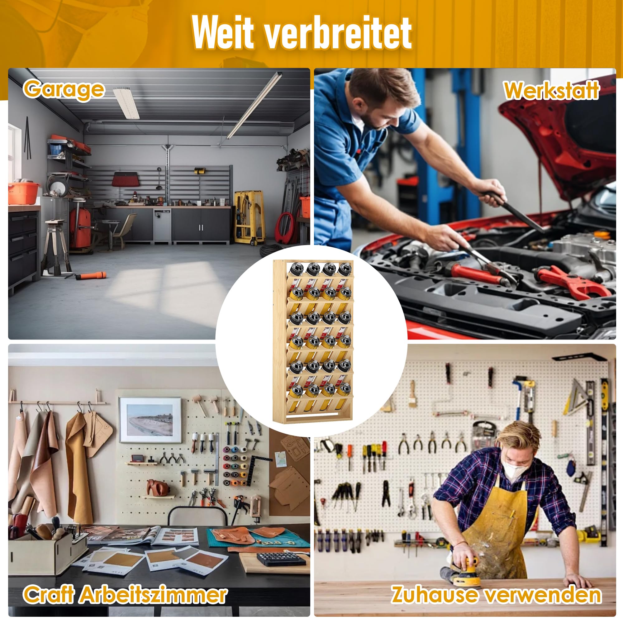 Sprühdosenhalter zur Wandmontage, 6-Tier Sprühdosenhalter Aufbewahrungsregal, 24 Sprühflaschen Farbflaschen Organizer Mit Großem Fassungsvermögen, Farbdosenhalter für Werkstätten, Garagen
