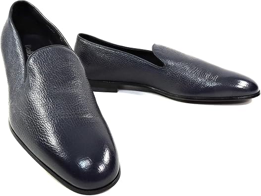 Baldinini Mens Deer Leather Loafers, Navy Blue, Comfort Slip-On Dress Shoes