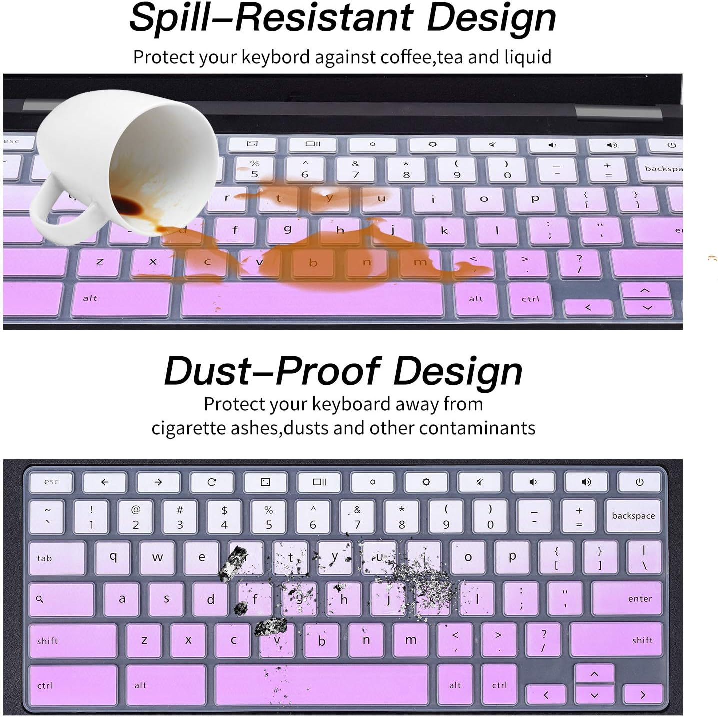 Dell Keyboard Cover for Chromebook 11.6" 3100 3110 3120 3180 3181 3189 5190 & Chromebook 13.3 3380 - Ombre Purple image 5