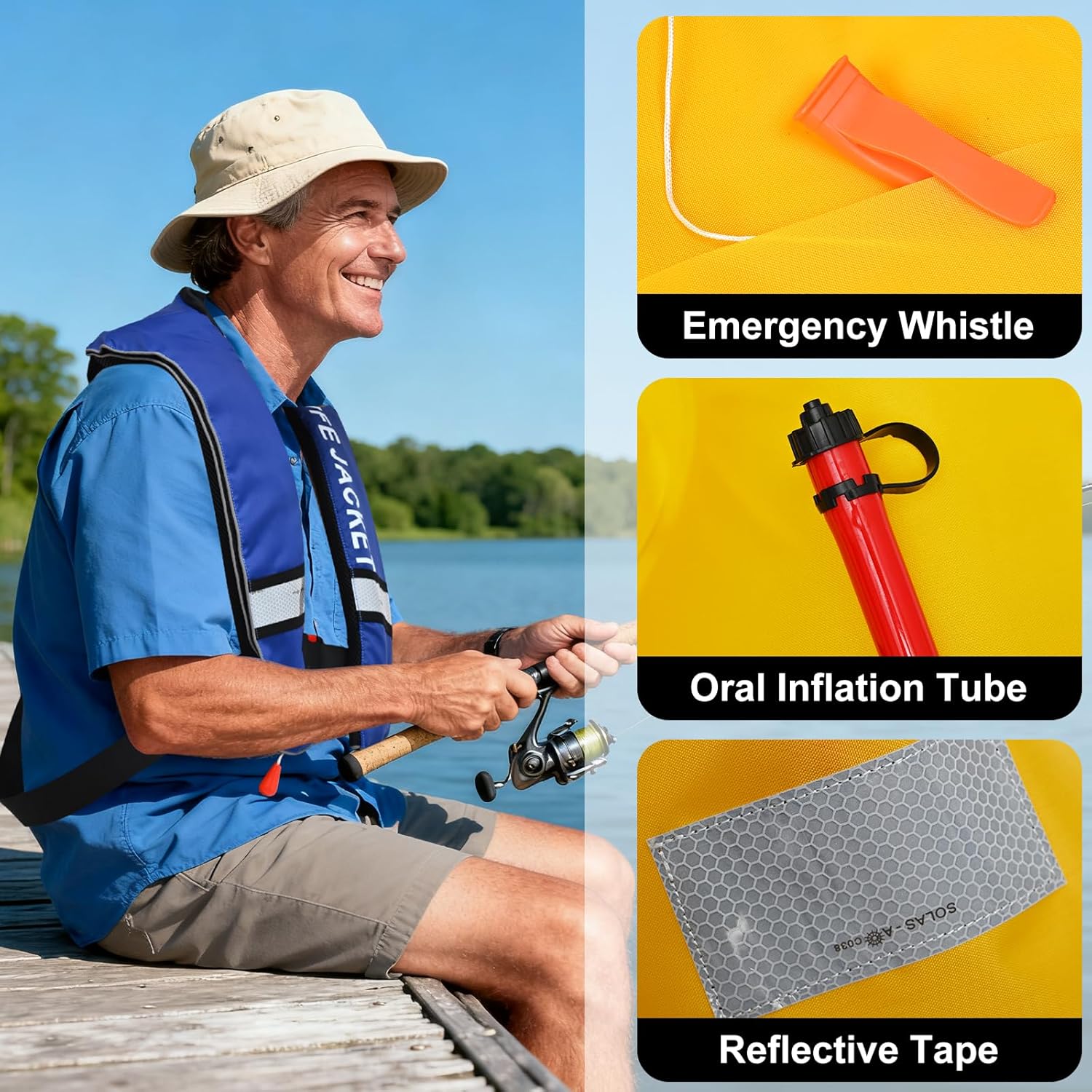 Adult Automatic PFD Vest, Inflatable Kayak Water Sports Vest for Kayaking SUP Paddleboarding Sailing Boating Fishing