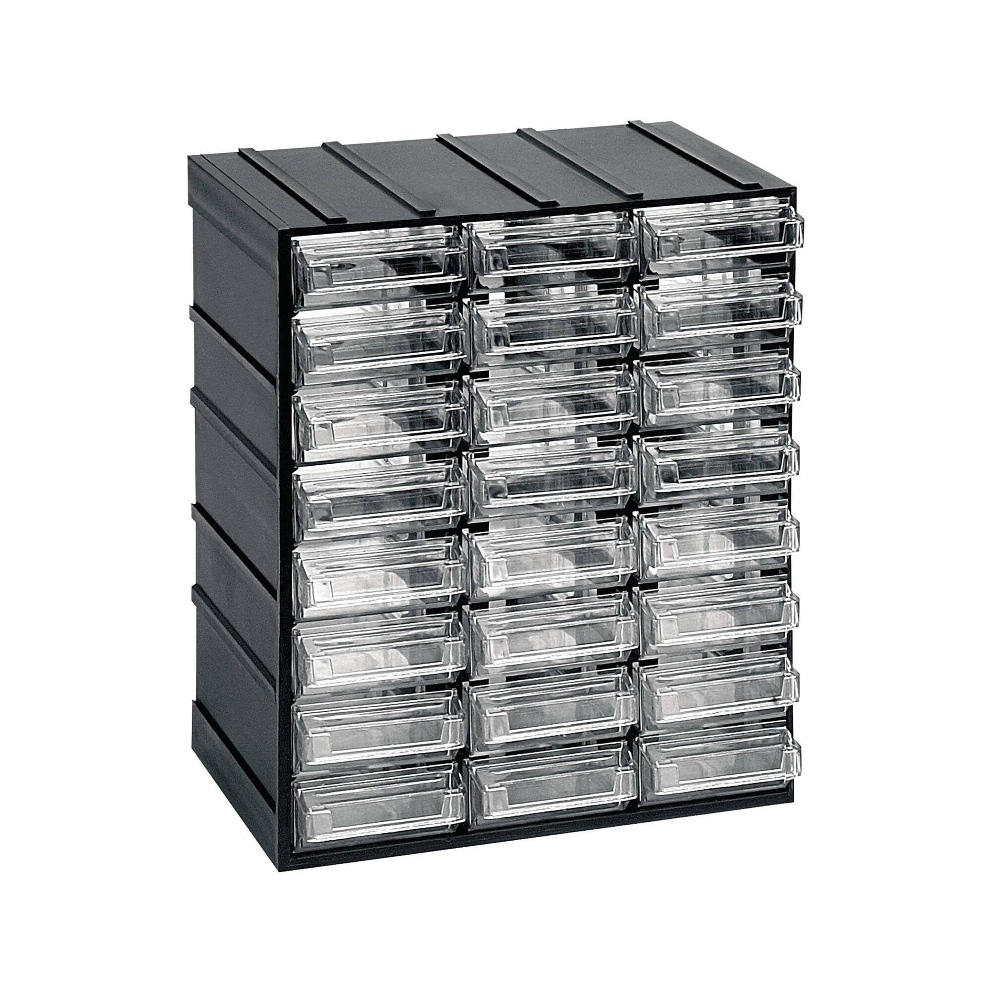 Dmora - Armadio Multiuso 2 Ante Tienen, Armadietto Porta minuteria, Mobile per contenitori portautensili, 100% Made in Italy, 19x15h23 cm, Antracite, 24 cassetti