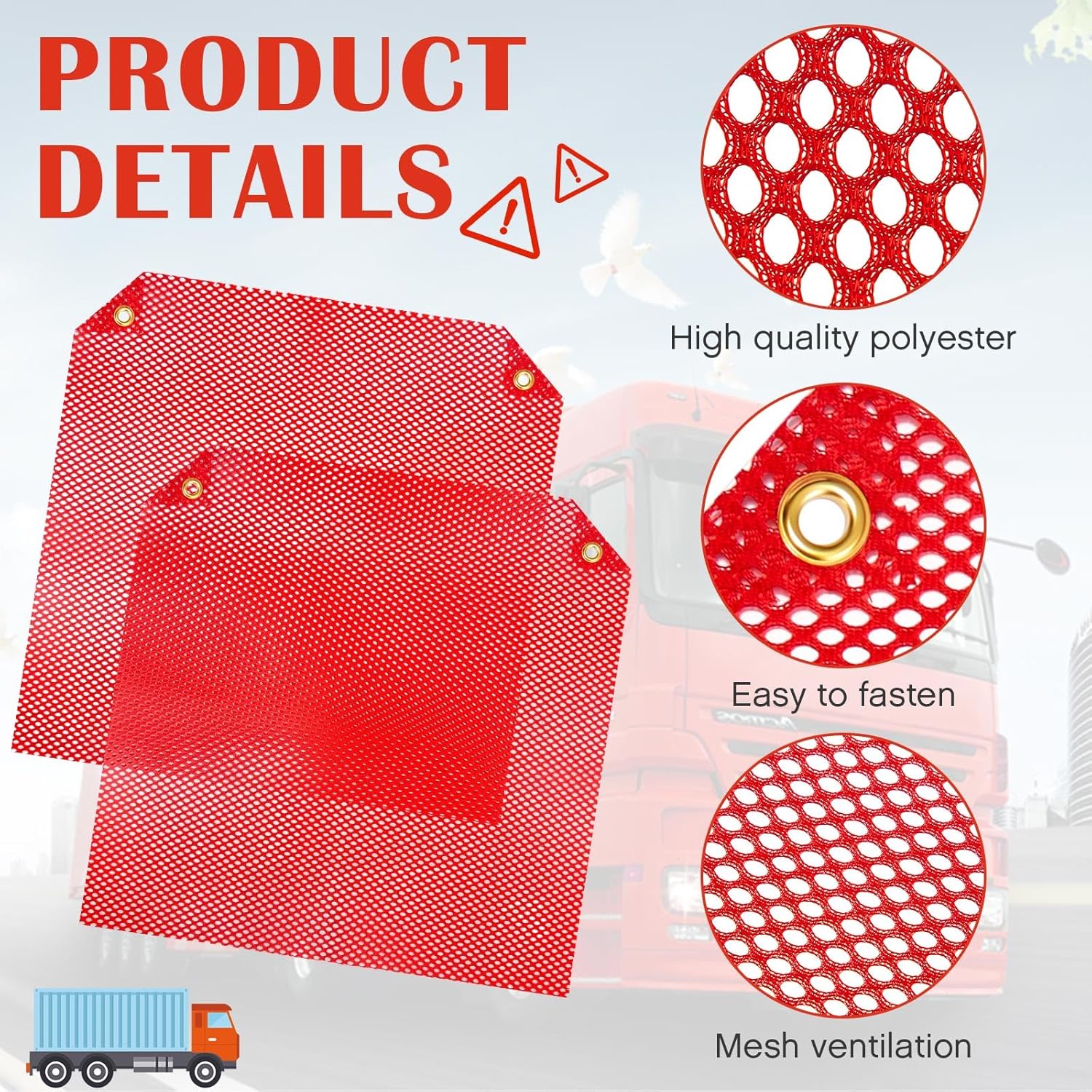 Newwiee 12 Pack 18 x 18 Inch Safety Flags Oversize Grommet Warning Flag Mesh Weatherproof Heavy Duty Flag for Truck Loads Pedestrian Trailer Hauling Crossings Safety Sign(Red)