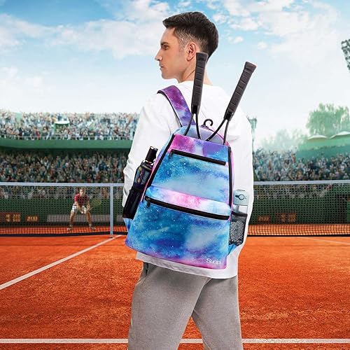 Miniatura 6 de Sucipi Bolsa de Tenis Profesional Mochila de Tenis para Hombres y Mujeres Bolsas de Raqueta con Capacidad para 2 Raquetas con Compartimento