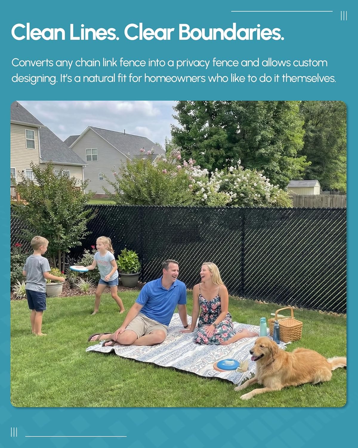 NMIFence - Pexco Fence Weave Privacy Slats for Chain Link Fence - Polyethylene, Easy DIY, Made in USA, Ideal for Backyard, Garden, Patio Privacy Fencing & Pool Enclosures (250 Ft Roll, Black)