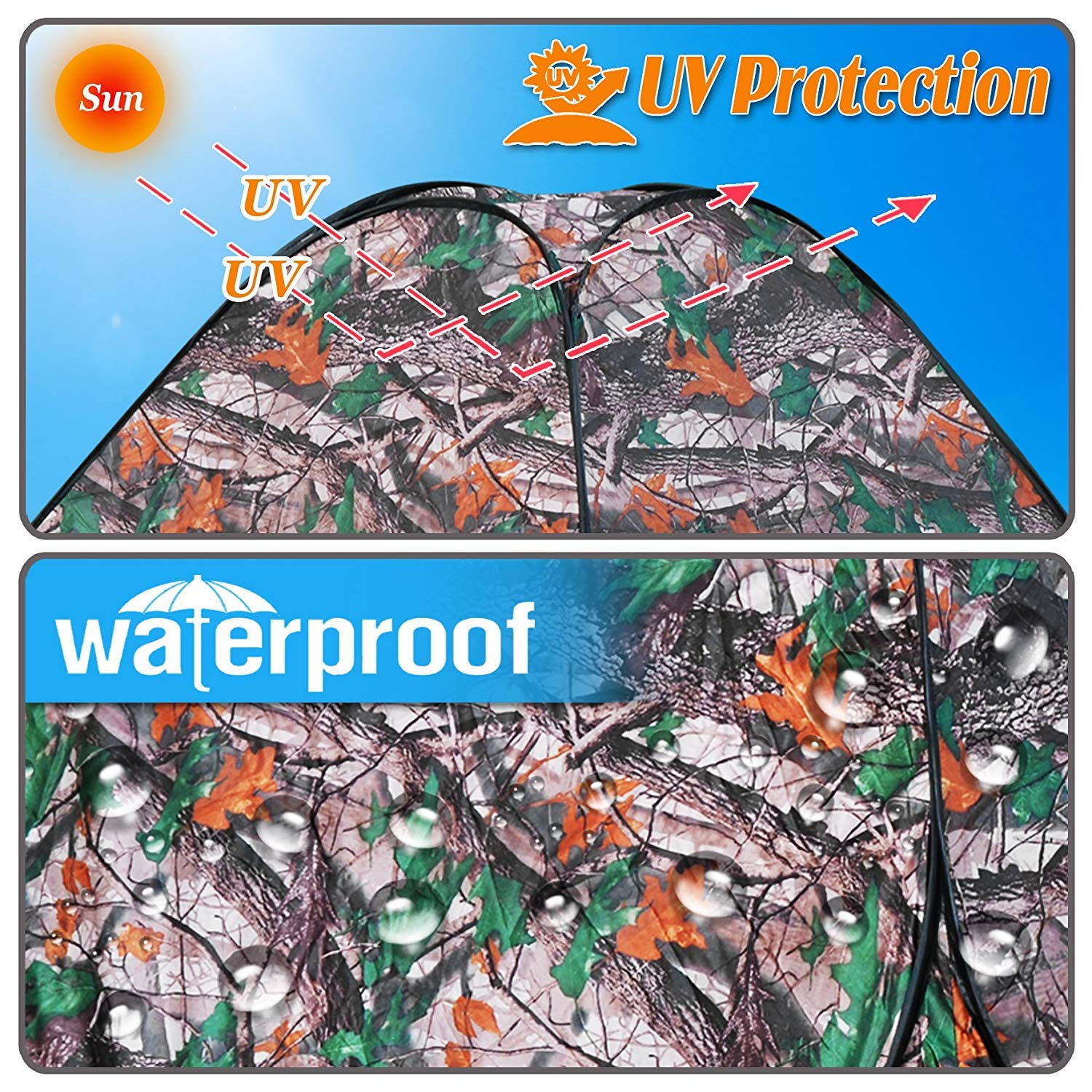 BZTANG Explorer Outdoors 3-4 Persons Camouflage Camping Hiking Easy Setup Instant Pop up Tent (Maple Leaves Green)