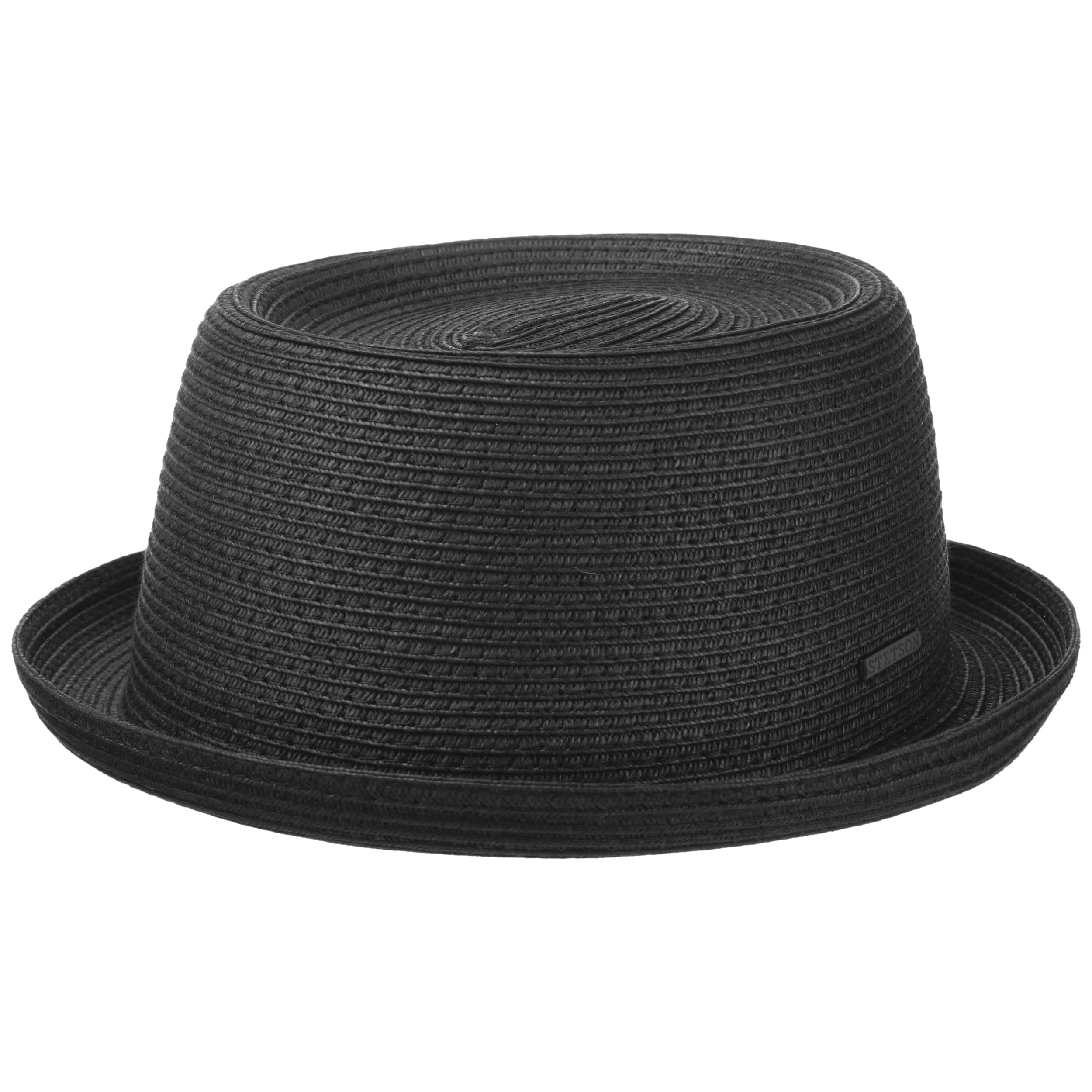 Stetson Dawson Black Pork Pie Herren Sonnenhut UV-Schutz 40 Papierstroh Flechtmuster