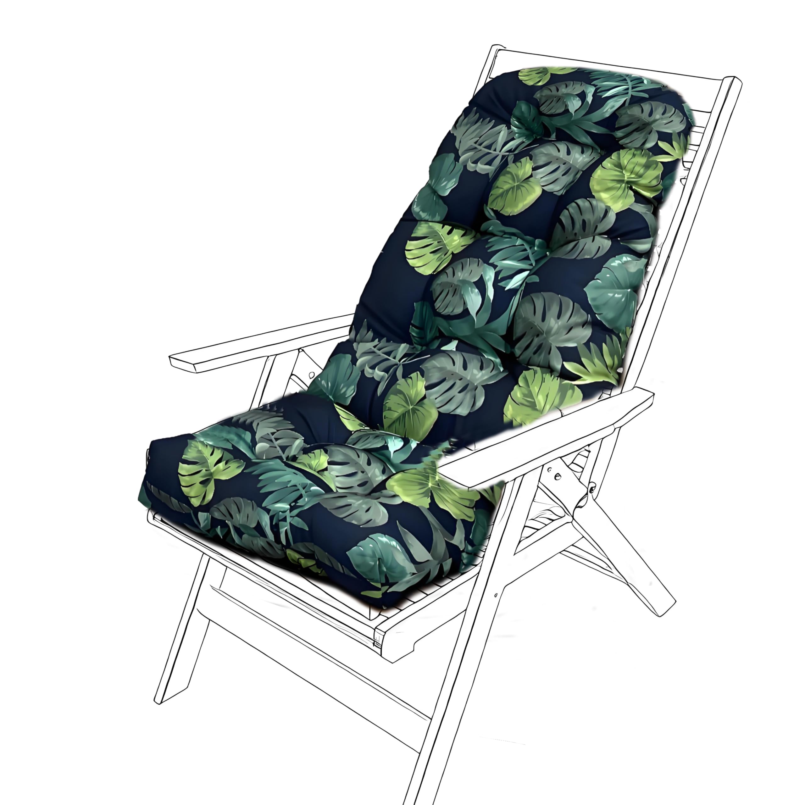JhLwARes Rocking Chair Cushion,High Back Outdoor Chair Cushions with Ties Waterproof Garden Patio Furniture Cushions Replacement 4" Thickened Dining/Kitchen/Office Chair Seat Pads